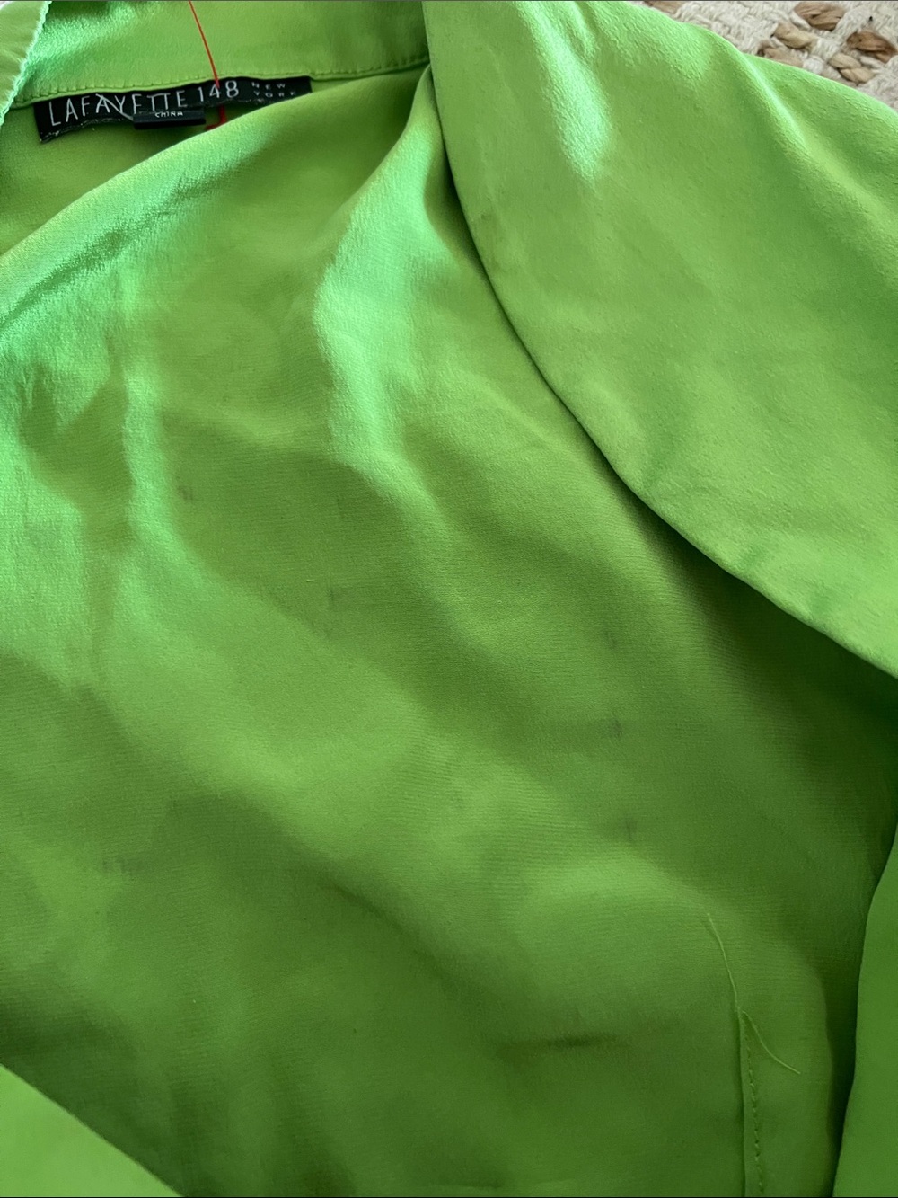 Lafayette 148 Silk Green Top 12 Flawed - Picture 7 of 7